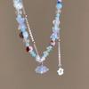 Design sense niche beaded necklace glazed flower gravel handmade collarbone chain retro neck chain necklace