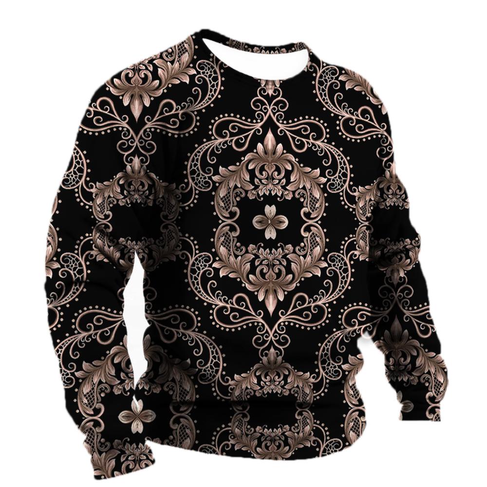 Роскошные социальные рубашки мужские хлопковые футболки футболки с барочной графикой модные 3d футболки уличные толстовки с круглым вырезом повседневная одежда