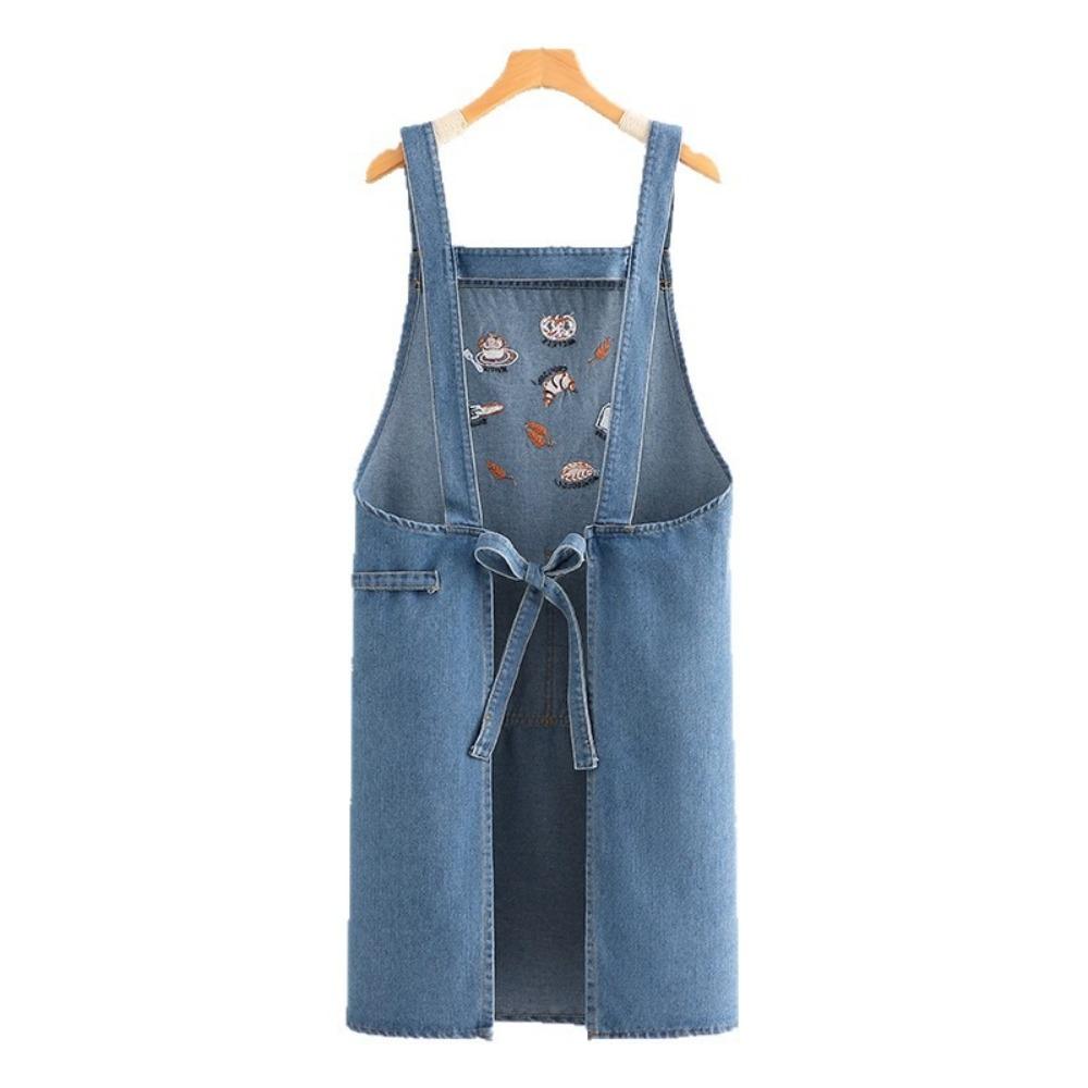 Simple Fashion Cowboy Apron Antifouling with Pocket Retro Apron Artistic Design Soft Baking Apron Kitchen