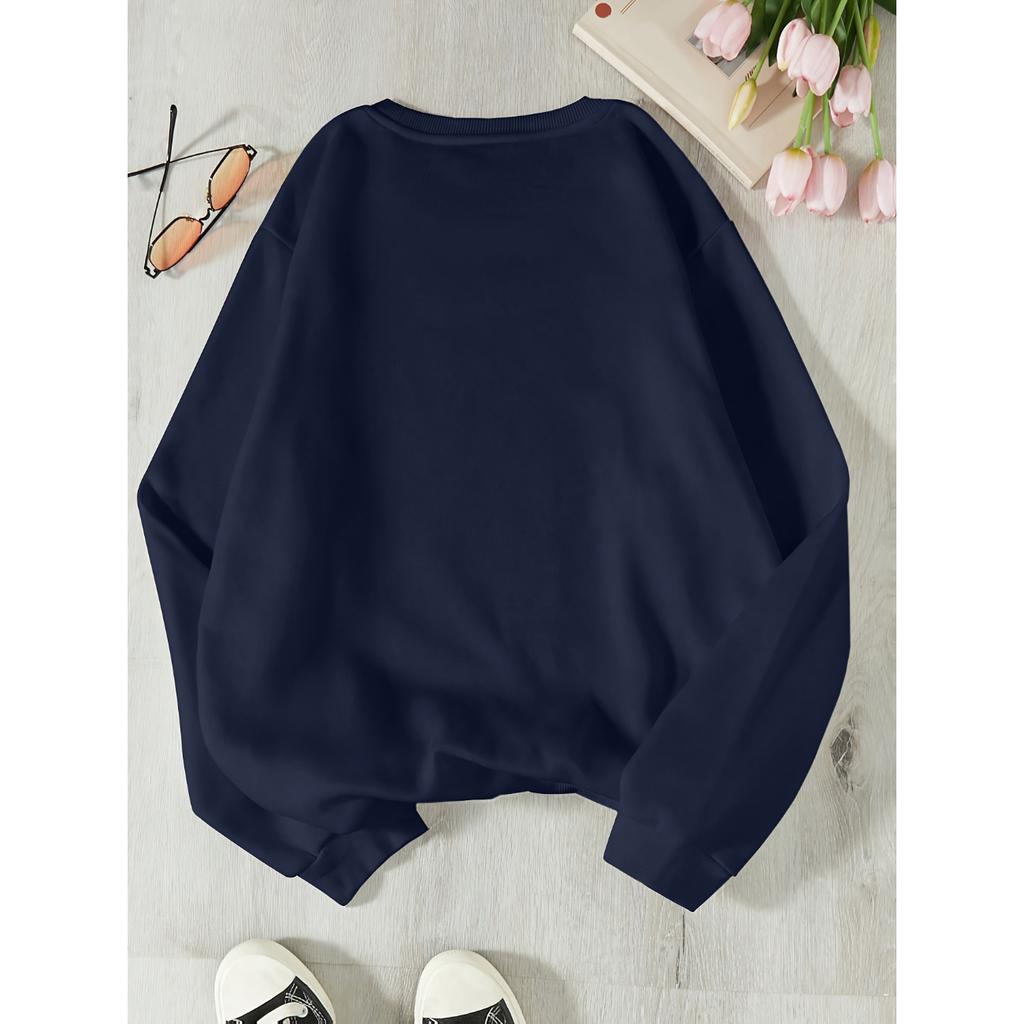 Свитшот-пуловер с принтом, повседневный свитшот с круглым вырезом и длинными рукавами, женская одежда на осень и зиму