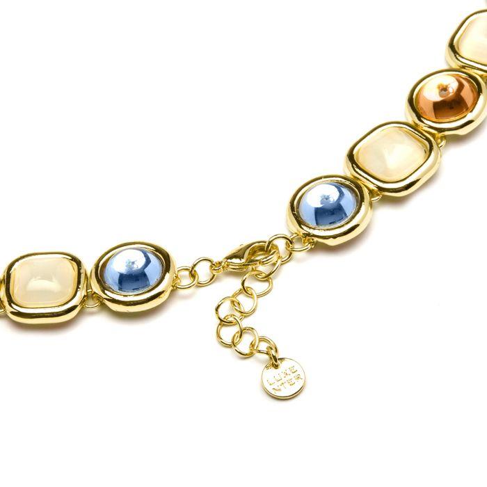 Luxenter Collier de cristal multicolore fini en or jaune 18K - Mante