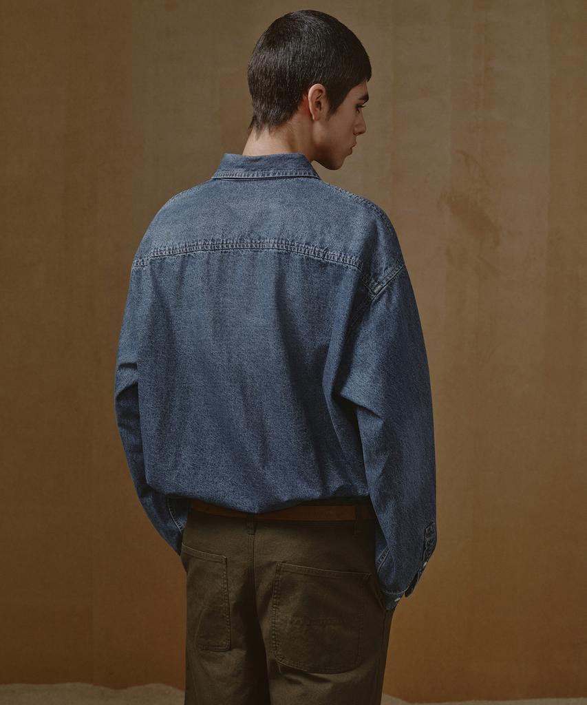 MUSINSA STANDARD Heavyweight Oversized Denim Shirt [Medium Indigo]