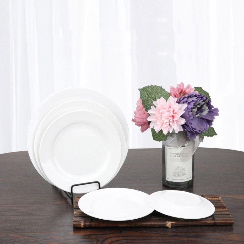 Круглая бытовая тарелка из меламина белого цвета, имитация фарфора, устойчивая к падениям, белая тарелка, небьющаяся, прочная, обеденная тарелка для ресторана