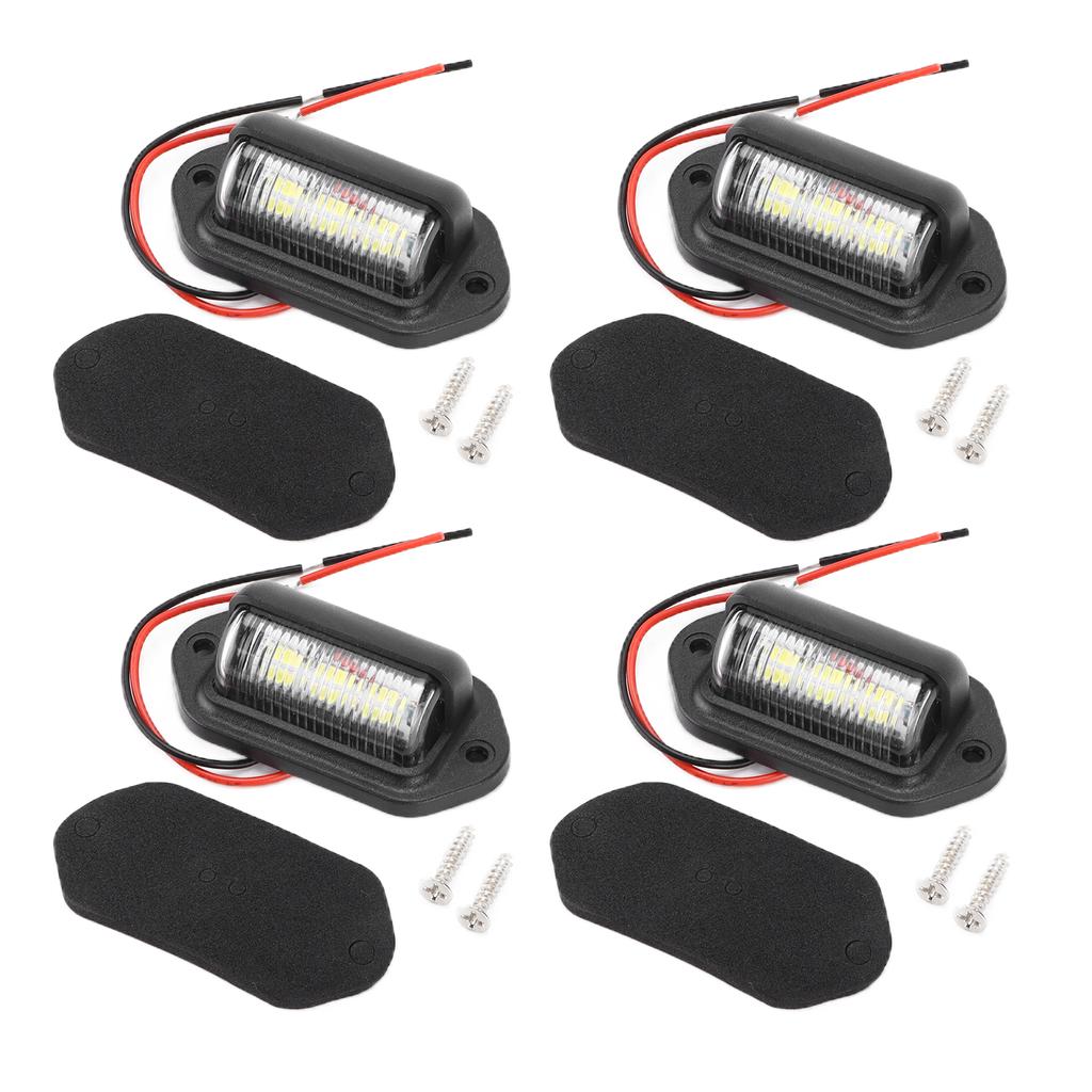 4 шт. 12 В 6 светодиодных ламп для номерного знака, высокая яркость, белый свет, водонепроницаемый для автомобиля