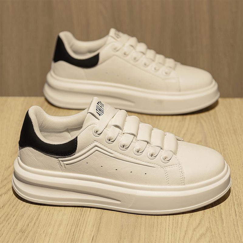 Осенняя новинка из микрофибры с кожаной поверхностью, дышащие маленькие белые туфли, универсальные повседневные легкие спортивные туфли для сноуборда, мужская обувь на платформе с защитой от холода