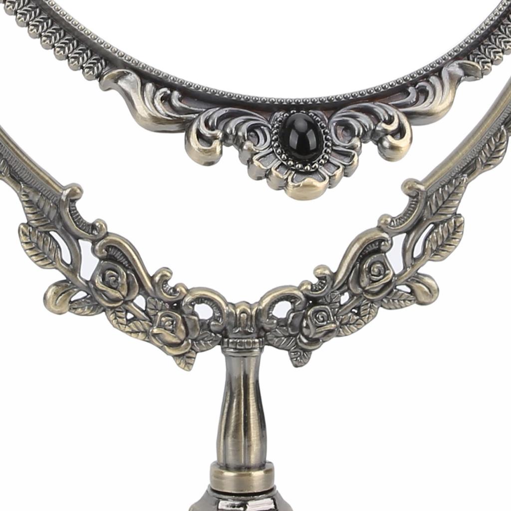 Зеркало для макияжа Европейское Металлическое Ретро Двустороннее Зеркало для Ванной Комнаты Спальни Туалетного Столика(Бронза Большая )