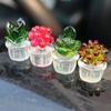 Car Simulation Plant Potted Ornament Car Center Console Cactus Succulent Plant Pendant Cartoon Cactus DIY Decoration Accessories