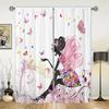 2pcs New Modern Girl Rainbow Unicorn 3D Digital Printed Curtain Rod Pocket Curtains For Princess Bedroom Office Home Decor