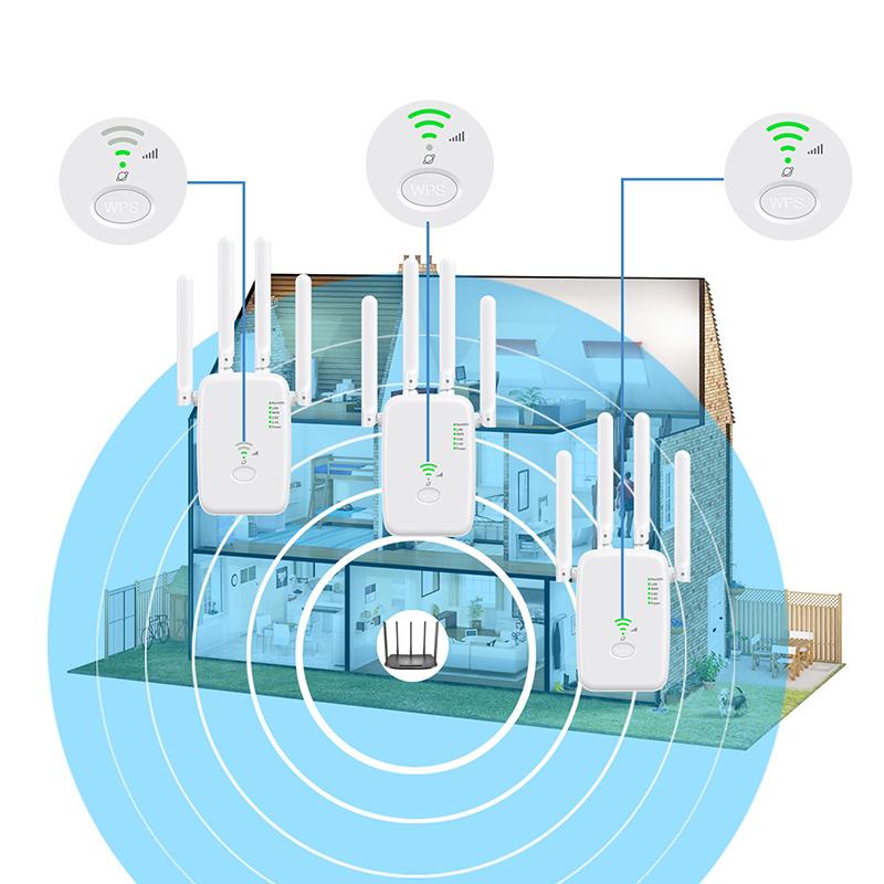 1200Mbps Wireless Wifi Repeater Wifi Signal Repeater Dual-Band 2.4G 5G Wifi Extender Antenna Network Amplifier Wps Router