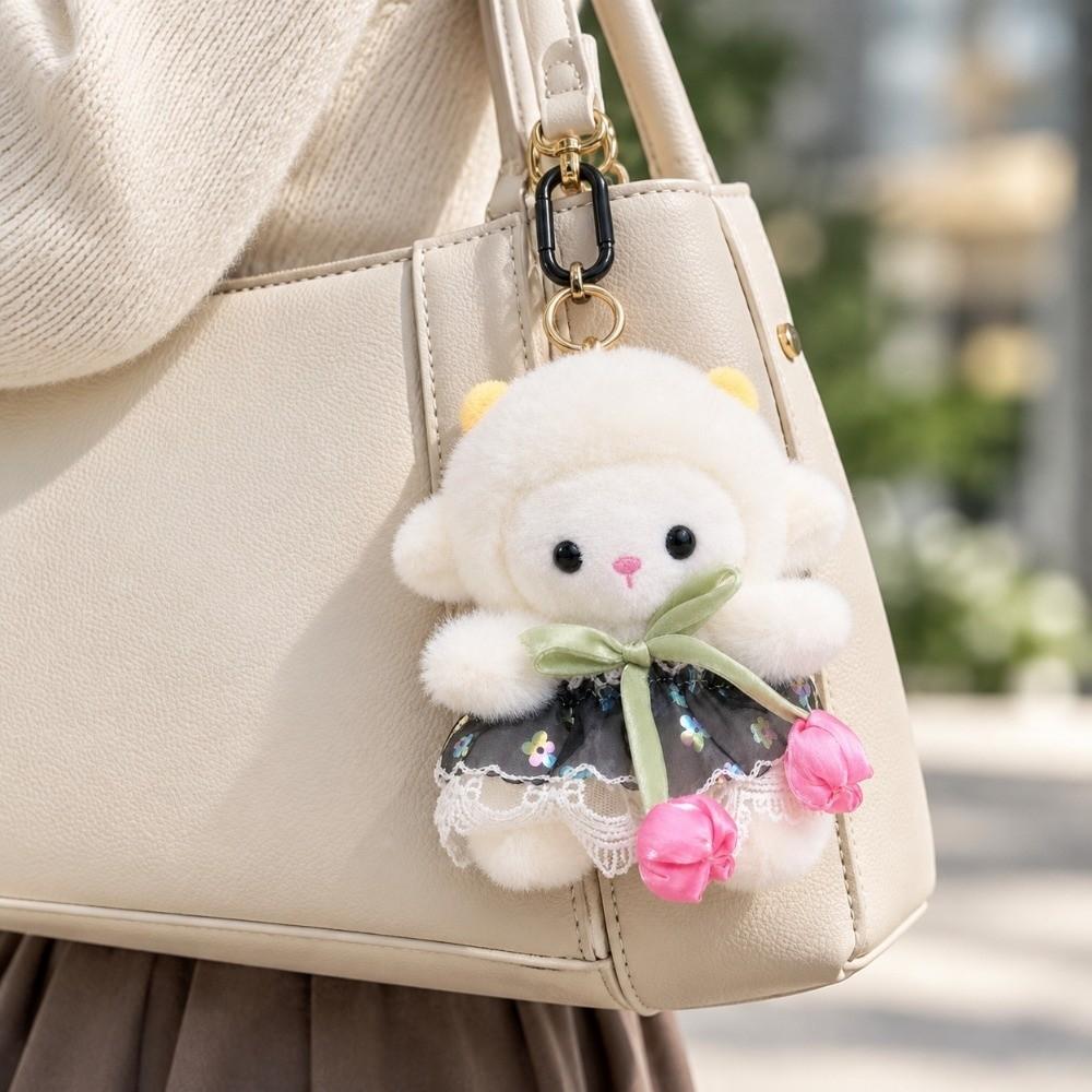 Cute Plush Sheep Keychain Lamb New Year Sheep Bag Pendant Tulip Lamb Doll Hanging Decoration