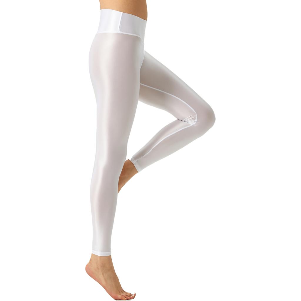 Women's Glossy Pantyhose Tights Skinny Leggings Footless Nylon Sheer Stretch Yoga Pants