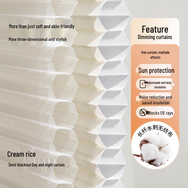 Punch-Free Day & Night Honeycomb Blinds: Heat-Insulating Full Light-Blocking Curtains for Bedroom, Living Room, and Study