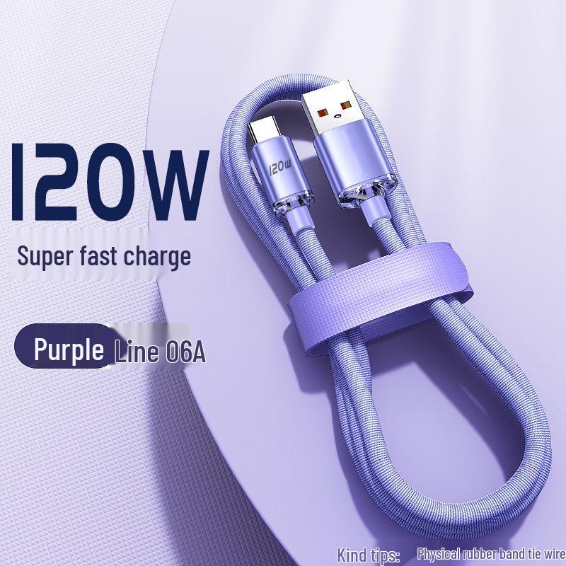 Jingyao 6A 120W Сверхбыстрая зарядка Тканевый кабель Type-C для Huawei