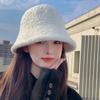 Однотонная утолщенная шерстяная шляпа-ведро для женщин, осенне-зимняя, защита ушей, иностранный стиль, показывает лицо, маленькая шляпа-ведро, универсальная шляпа для бассейна, прилив