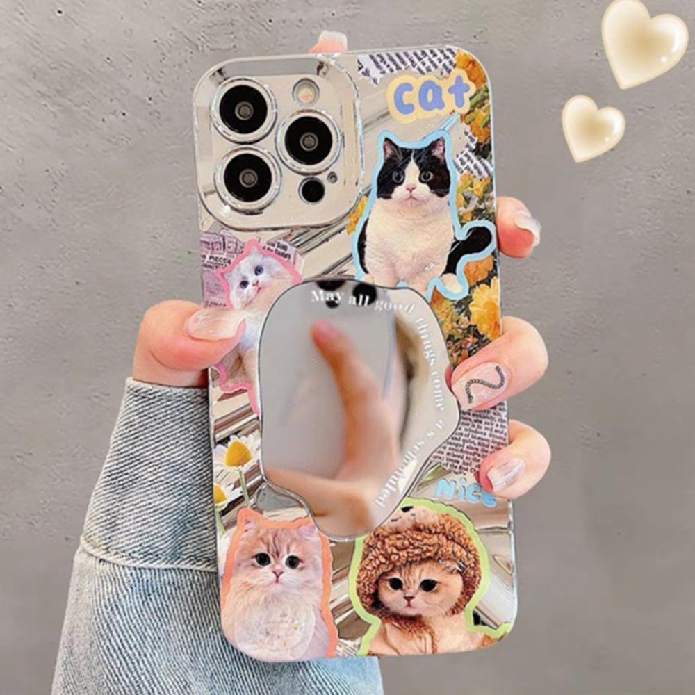 Роскошный чехол для телефона Make UP Mirror Wave для iPhone 13 11 16 Pro Max 14 15 12 16promax 15promax с рисунком собак, кошек и животных