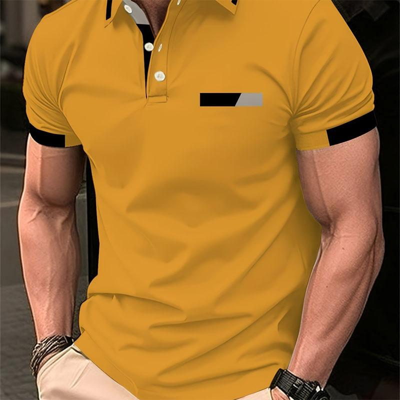 Popular Button Polo Shirt Men's with Digital Printing Pullover, Comfortable and Breathable, with a Collar and Short Sleeves for Outdoor Wear