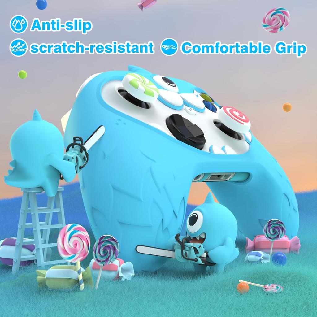 PlayVital Monoeye Monster Cute Silicone Cover для Xbox Series Grip Cover для Xbox Core Full поставляется с колпачком для джойстика и наклейкой для контроллера X/S,