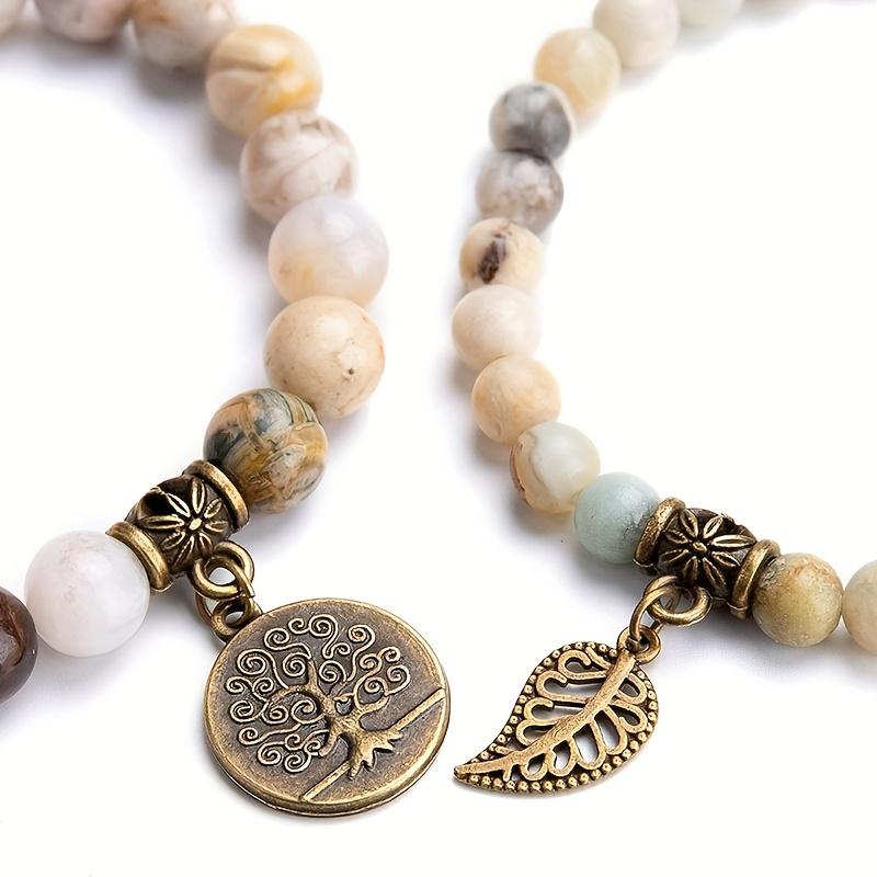 Браслеты из натурального камня, эластичный браслет с подвеской 6 мм, 8 мм, круглый браслет дружбы с бусинами, набор из 2 браслетов, идеальные ювелирные изделия на годовщину фестиваля