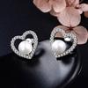 Tancise Jewelry Earrings With Zircon Heart-Shape Stud Earring For Women Wedding