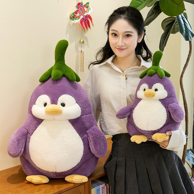 Eggplant Penguin Doll Plush Toy Comfort Sleeping Doll Ornaments Grab Machine Doll Birthday Gift for Boys and Girls