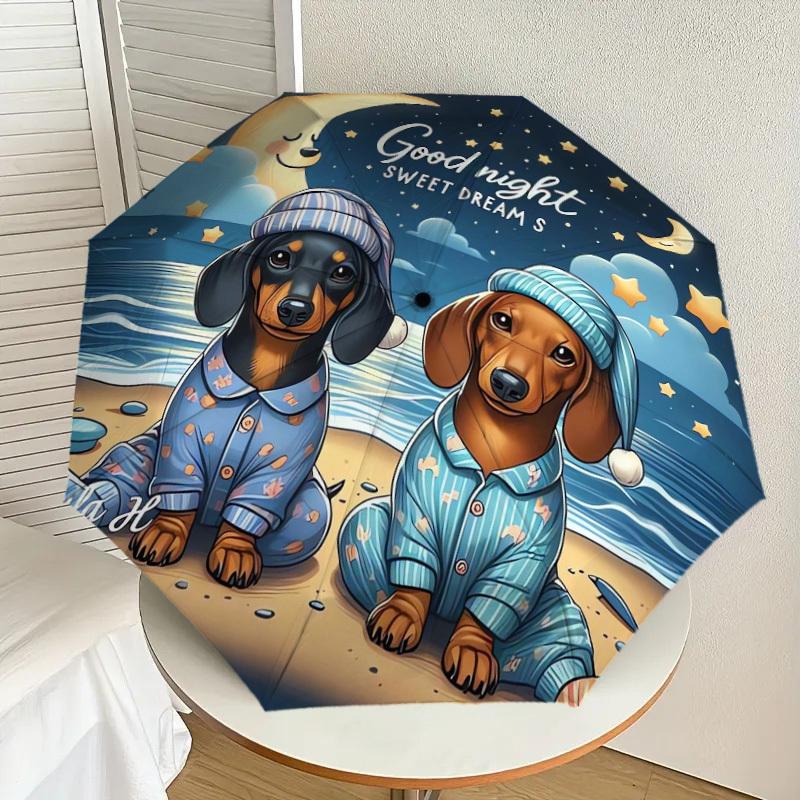 1pc Dachshund Nightwear Umbrella with Plastic Handle,Suitable for All Seasons Home Travel Outdoor UmbrellaDD499
