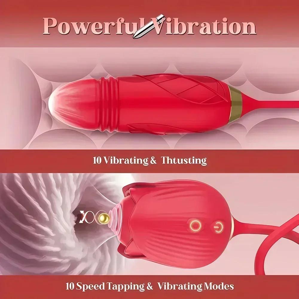 Women Vibrator Powerful 3 In1 Rose Sucker G-Spot Vagina Licking Stimulator Dildo Clitoris Massager Masturbator Sex Toy for Women