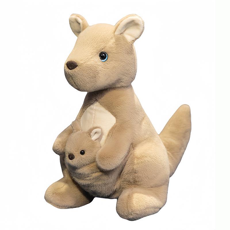Simulated Australian Mother and Child Kangaroo Doll Plush Toy Parent-child Doll Zoo Gifts