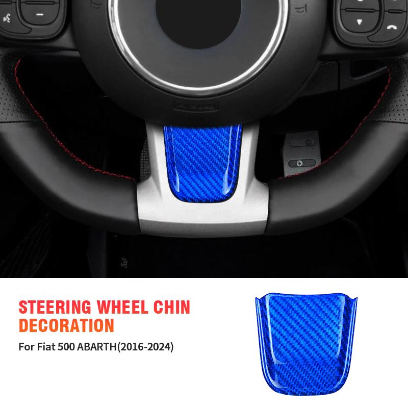 Carbon Fiber Steering Wheel Chin Decorative Sticker 6 Color Interior Accessory Kit for Fiat 500/ABARTH 2020-2023
