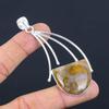 Натуральный агат с перьями, кулон из драгоценного камня, желтое стерлинговое серебро 925 пробы, индийские украшения