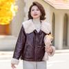 Mom Winter Coat Fleece Thickened Leather Jacket New Padded Jacket Middle and Old Women's Jacket Warm Suit Grade