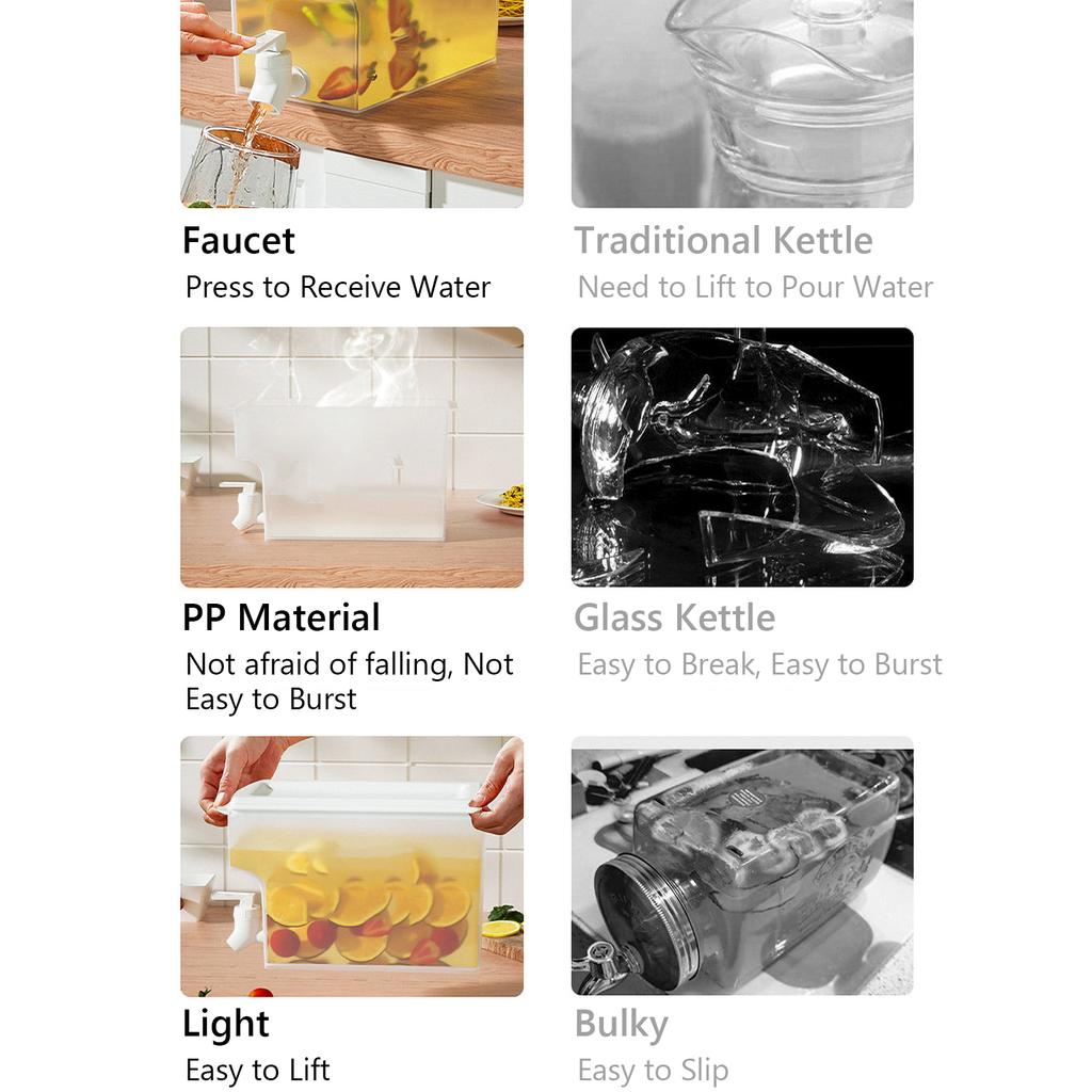 Cold Kettle Water Container Beverage Dispenser with Faucet Refrigerator Iced Cold Kettle Home Large