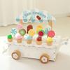 Wooden Ice Cream Cart Toys Wooden Pretend Play Toys Children Role Play Game Montessori Simulation Food Education Toys for Todder