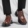 Модные мужские туфли на толстой подошве в стиле ретро, повседневные, британские, для отдыха на открытом воздухе, для деловой вечеринки, свадьбы жениха, классические коричневые туфли