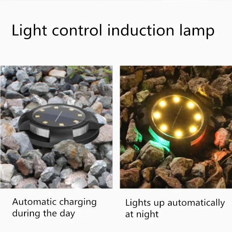 4 шт. 12 светодиодов Солнечная дисковая подсветка Уличная садовая солнечная подземная подсветка Палубный прожектор Закапываемая солнечная светодиодная лампа Садовый декор