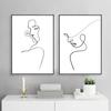 1 шт. настенное украшение постер спальня декор для комнаты абстрактные простые украшения для дома линии лицо холст картины постеры картинки без рамки