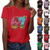 Women's Fashionable Casual Short Sleeved Printed T-Shirt Round Neck Top