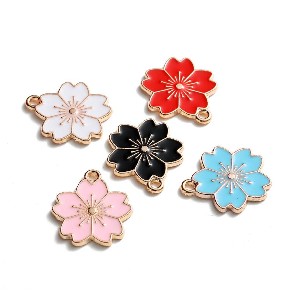 10Pcs/lot Mix Style Colorful Flower Pendants Enamel Metal Necklace Bracelet Charms For DIY Jewelry Making Supplies Accessories