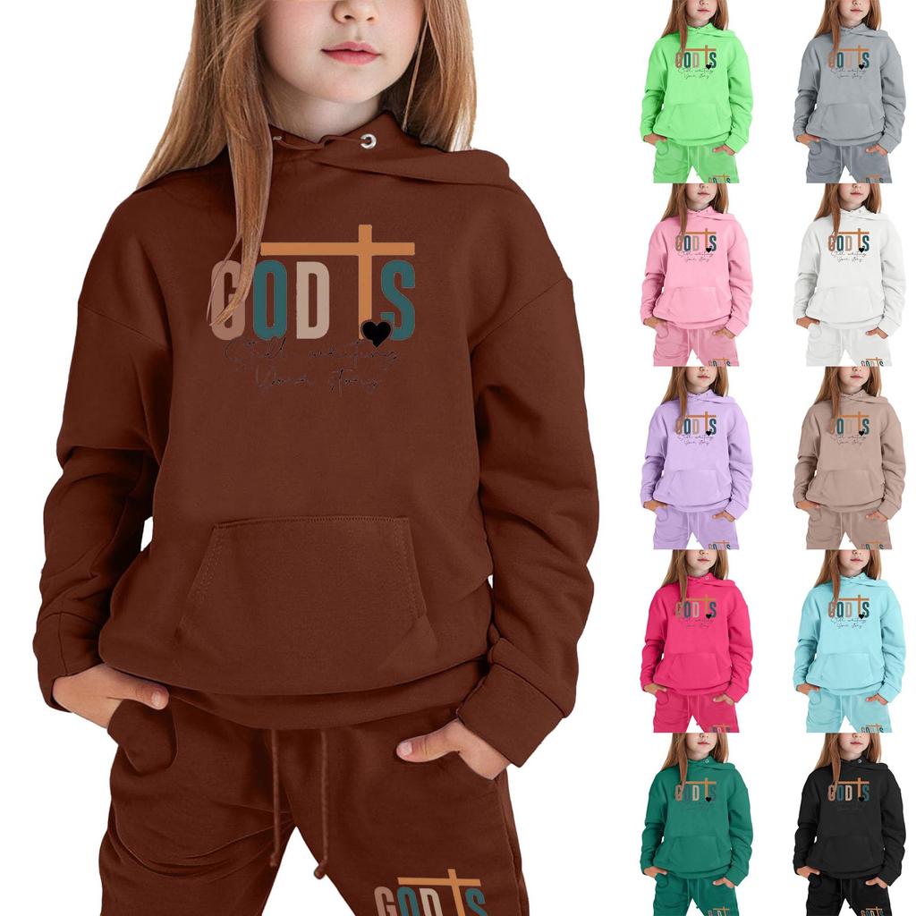 Мальчики Девочки Спортивный костюм Одежда Толстовка с капюшоном Беговые штаны Спортивные костюмы Комплект Модный наряд