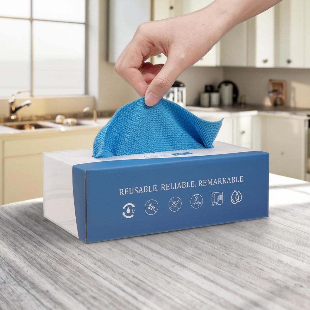 Box Packed Grey Microfiber Wipes 20x20cm High Absorbent Washable Multipurpose Towels