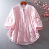 Station Hollow Embroidery Flower Heavy Industry Loose Lotus Leaf Edge Premium Sense Cotton and Linen Shirt Женская летняя рубашка