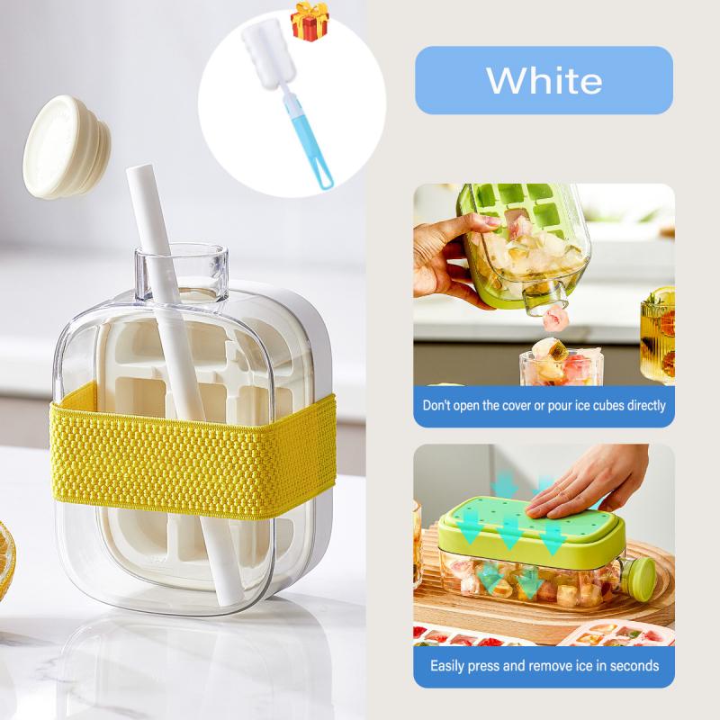 Бутылка для приготовления льда с крышкой-соломинкой, портативный прессованный лоток для льда для летнего использования на открытом воздухе, самодельный холодильник, морозильник, льдогенератор