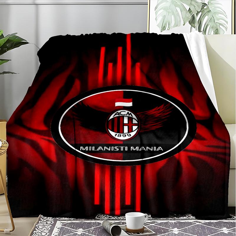 1PC Ac Milan Printed Soft Flannel Blanket Throw for Adult Bedroom Living Room Sofa Camping Travel Fan gifts Christmas Gifts