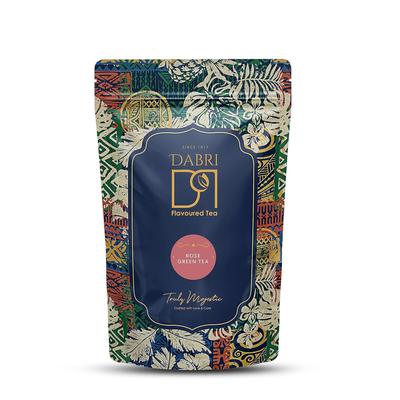 Dabri Зеленый чай роза рассыпной 100 г пакет | Для сияющей кожи и волос (Мужчины и женщины) | Натуральные лепестки роз | Богатые антиоксидантами | Органическая смесь