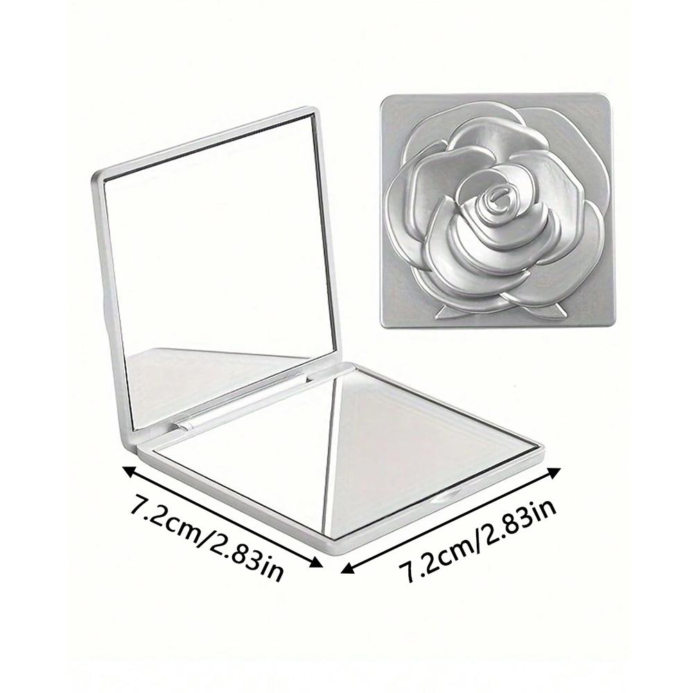 Rose Compact Mirror Square Travel Portable Makeup Mirror Double-Sided Cosmetic Mirror Gifts for Wedding Bridal Shower Party