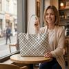 Fashion Plaid Tote Bag Large Capacity Casual Daily Shoulder Bag for Women Outdoor Travel Shopping Portable Handbag