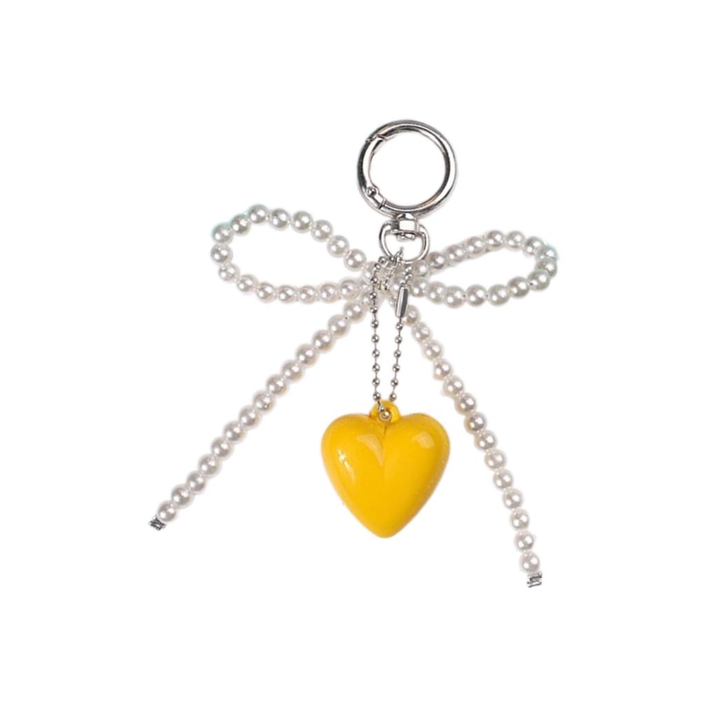 Heart Shaped Bead Keychain with Handmade Detail Lovely Heart Shaped Keychain Unique Beaded Bowknot Stylish Phone Straps