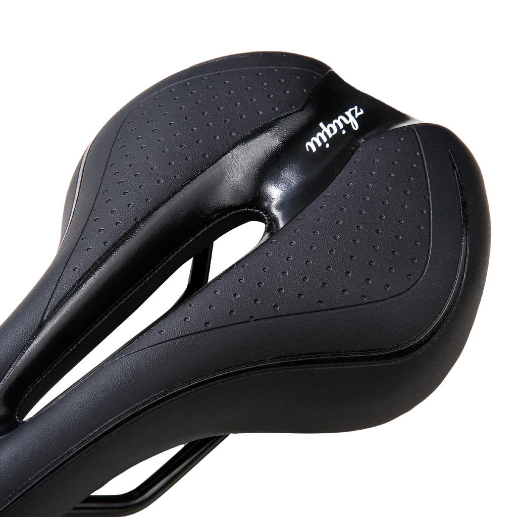 Bicycle Memory Foam Saddle and Thick Soft Road Bike Mountain Bike [Hollow Breathable, Cushion, Type] (Black/Black Hollow)