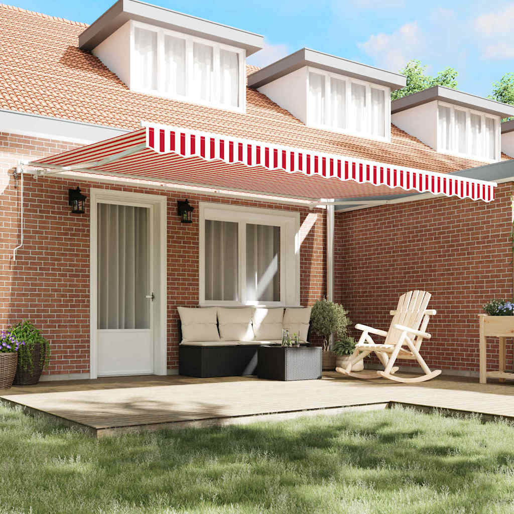 Retractable Awning Red and White 450 x 300 cm