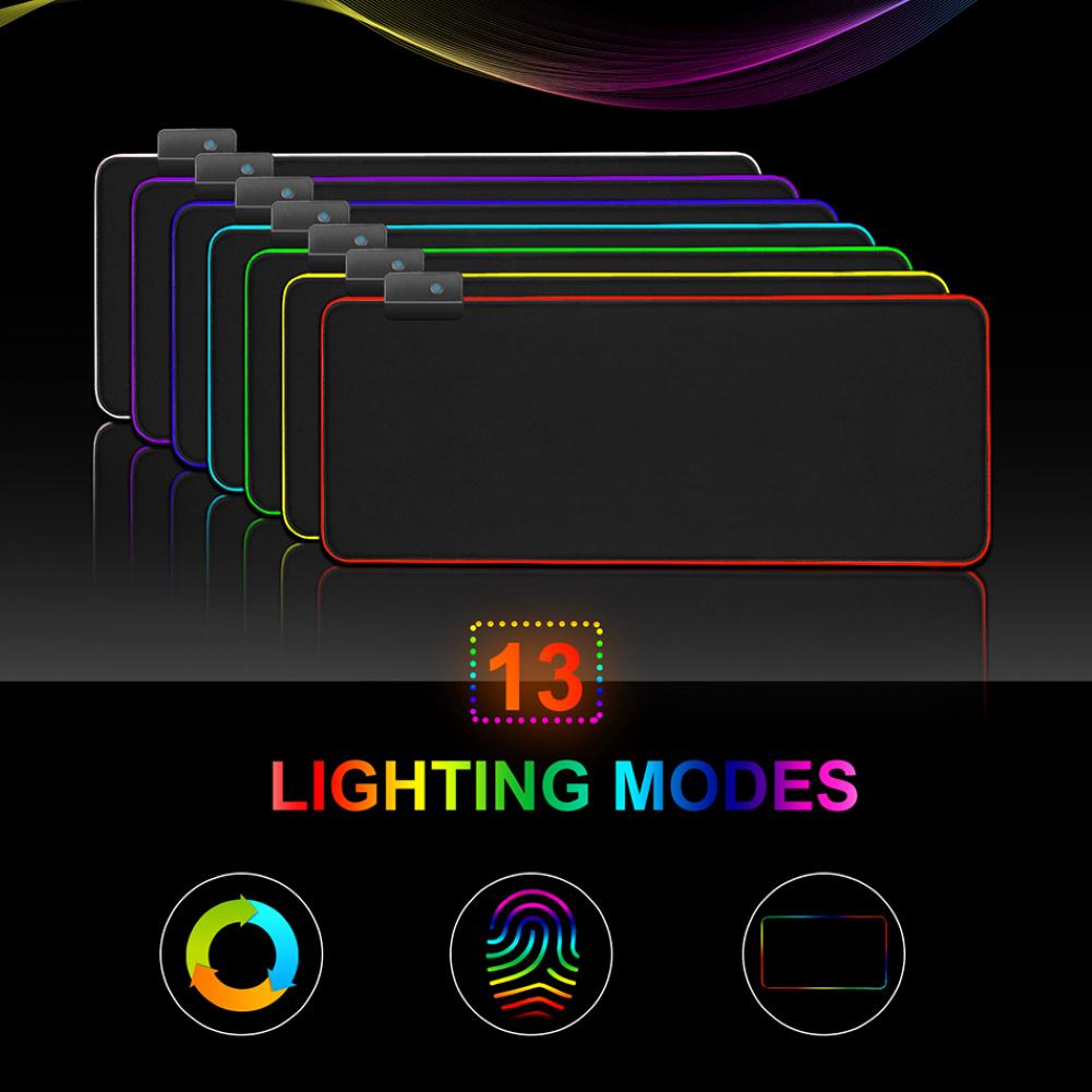 LED Luminous Colorful Lights RGB Gaming Mouse Pad Keyboard Mat For Computers