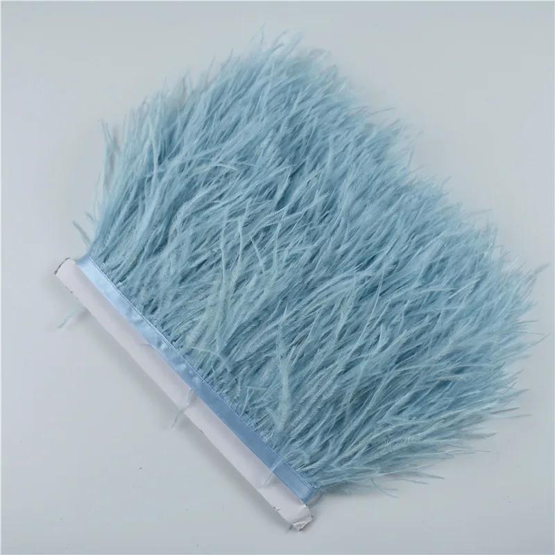 Feather1M 5M 10Meter 8-10CM Light Blue Ostrich feather trims ribbon Skirt DIY Clothing Black White Ostrich feathers For Crafts Plumes
